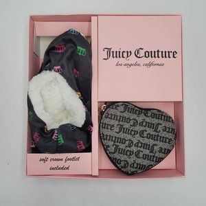 Juicy Couture Gift Set Coin Purse Slippers Heart Logo Pouch Crown Footlet (1)
